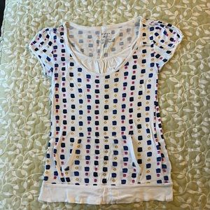 energie brand owl print faux layered shirt - size L juniors